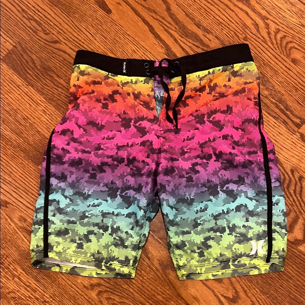 Hurley Black and Orange Gradient Shorts